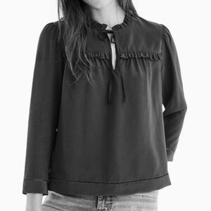 NEW Point‎ Sur J.Crew S Silk Popover Black Blouse Top S Tall NWT